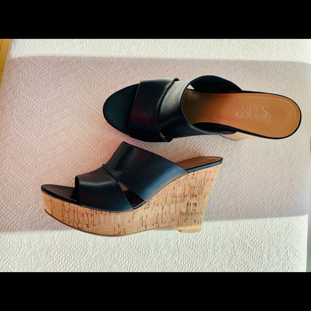 Franco Sarto leather and cork wedge Sandal 8 8.5
